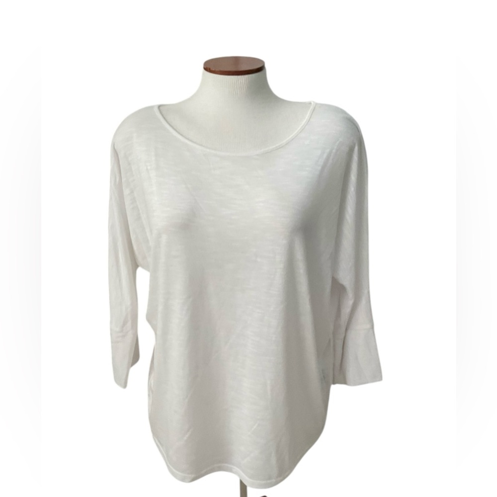 AUGUST MOON Women’s Tee Shirt Dolman 3/4 Sleeves White Size Large